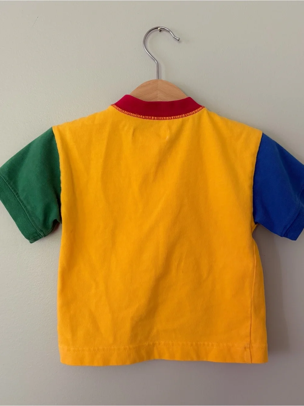 Vintage Rainbow Tag Gymboree Yellow Colorblock Kids Polo Shirt with Red Collar